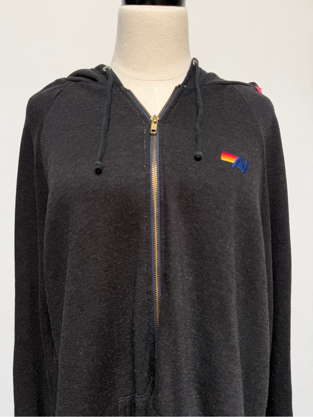 Aviator Nation Zip Up Hoodie Black w/ 4 Stripe on Sleeves - XXL - Soft and Cozy! - Picture 5 of 12